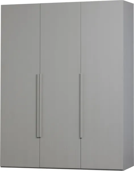 Rens, Kleiderschrank, grau, H210x165x58 cm, Walnuss